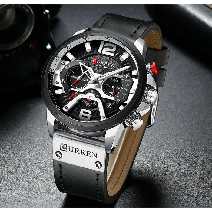 Stainless Steel Waterproof Military Chronograph Sport Quartz Wristwatch For Men