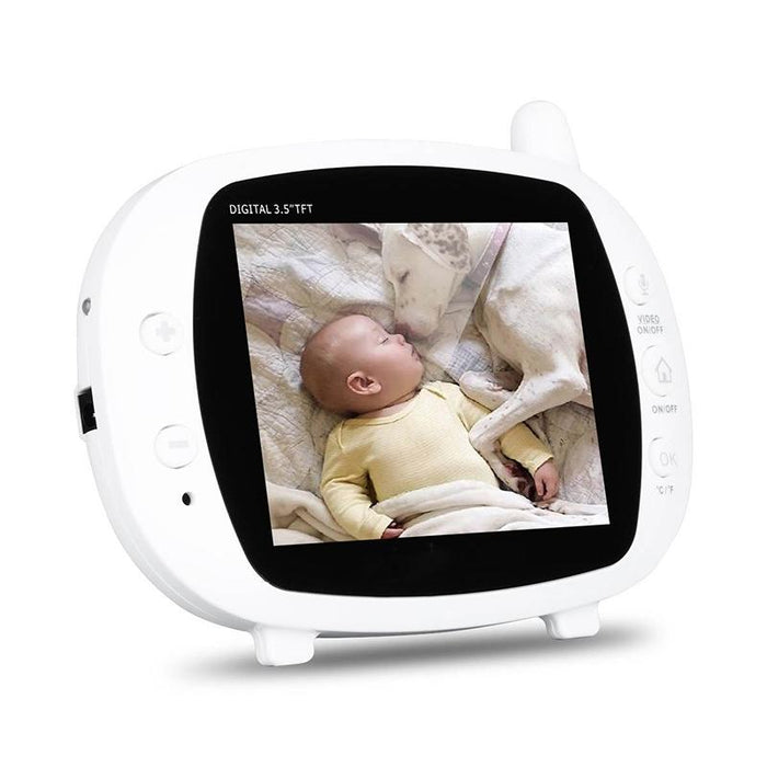 3.5 Inch Lcd 2.4Ghz Wireless Surveillance Camera Baby Monitor With 8-Ir Led Night Vision Two Way Voice Talk White