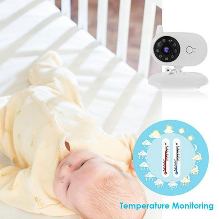 3.5 Inch Lcd 2.4Ghz Wireless Surveillance Camera Baby Monitor With 8-Ir Led Night Vision Two Way Voice Talk White