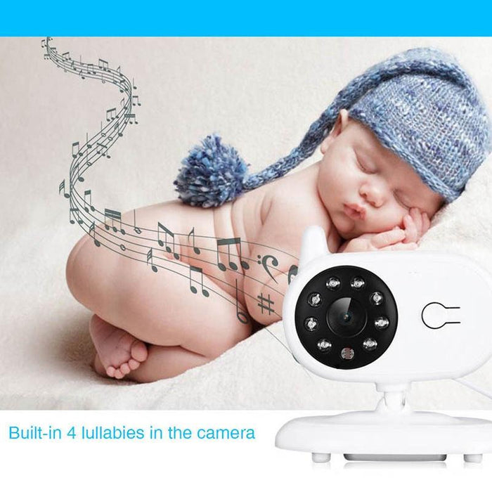 3.5 Inch Lcd 2.4Ghz Wireless Surveillance Camera Baby Monitor With 8-Ir Led Night Vision Two Way Voice Talk White