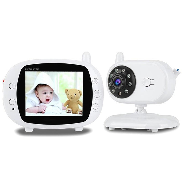 3.5 Inch Lcd 2.4Ghz Wireless Surveillance Camera Baby Monitor With 8-Ir Led Night Vision Two Way Voice Talk White