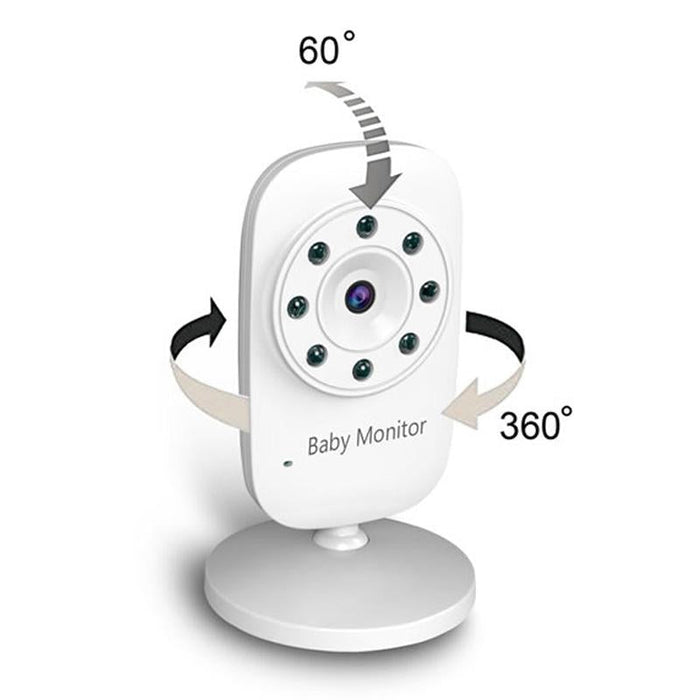 2.4 Inch Lcd 2.4Ghz Wireless Surveillance Camera Baby Monitor With 8-Ir Led Night Vision Two Way Voice Talk White