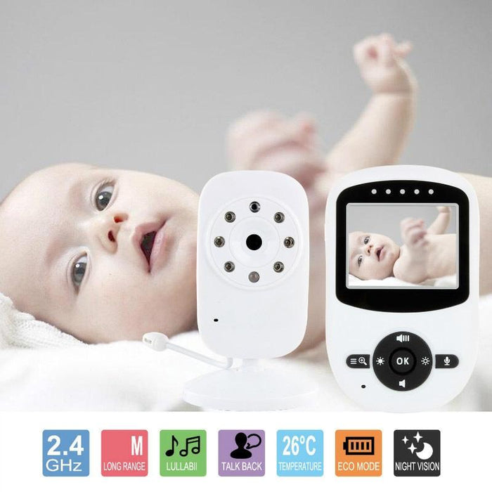 2.4 Inch Lcd 2.4Ghz Wireless Surveillance Camera Baby Monitor With 8-Ir Led Night Vision Two Way Voice Talk White