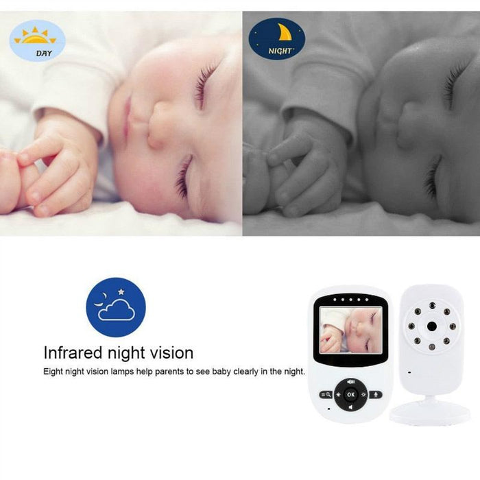 2.4 Inch Lcd 2.4Ghz Wireless Surveillance Camera Baby Monitor With 8-Ir Led Night Vision Two Way Voice Talk White