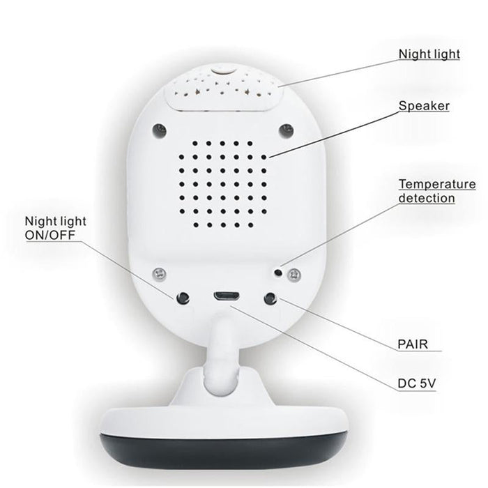 2.4 Inch Lcd 2.4Ghz Wireless Surveillance Camera Baby Monitor With 7-Ir Led Night Vision Two Way Voice Talk White