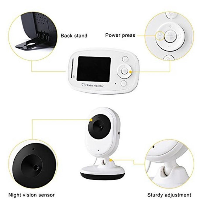 2.4 Inch Lcd 2.4Ghz Wireless Surveillance Camera Baby Monitor With 7-Ir Led Night Vision Two Way Voice Talk White