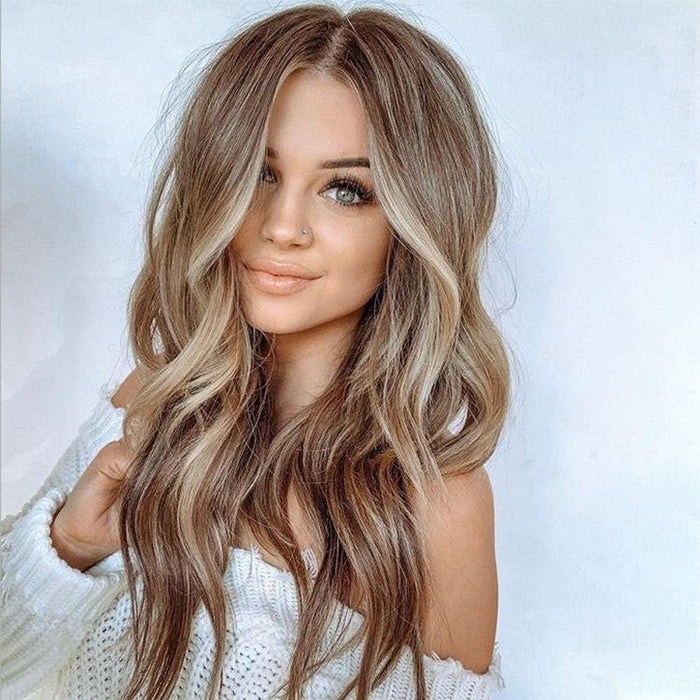 Long Curly Mixed Colour Wig for Women