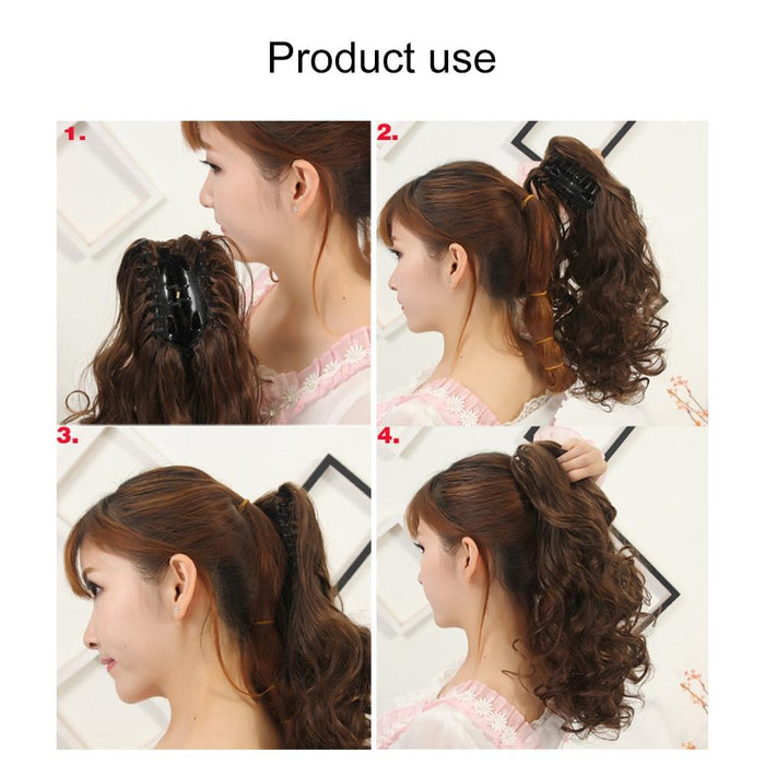 Short Curly Clip On Horsetail Wig Pear Blossom Roll