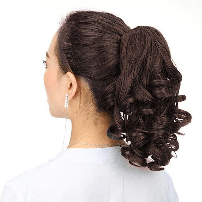 Short Curly Clip On Horsetail Wig Pear Blossom Roll