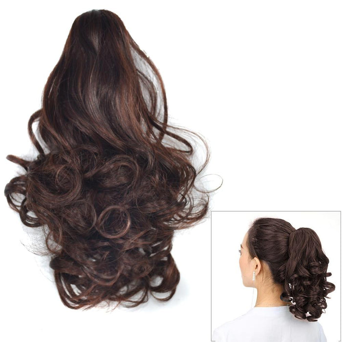 Short Curly Clip On Horsetail Wig Pear Blossom Roll