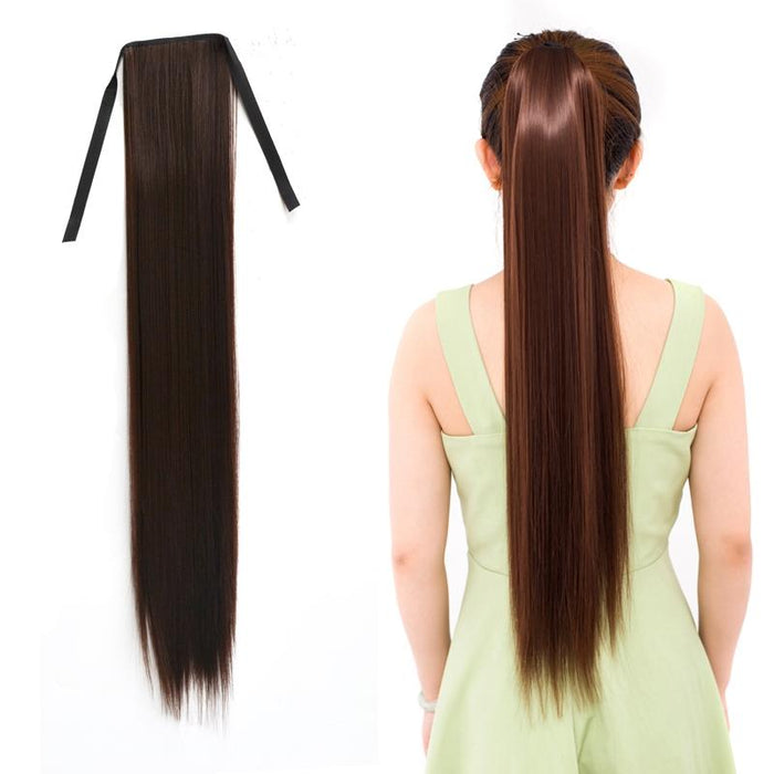 75Cm Long Straight Hair Bandage Style Ponytail For Women