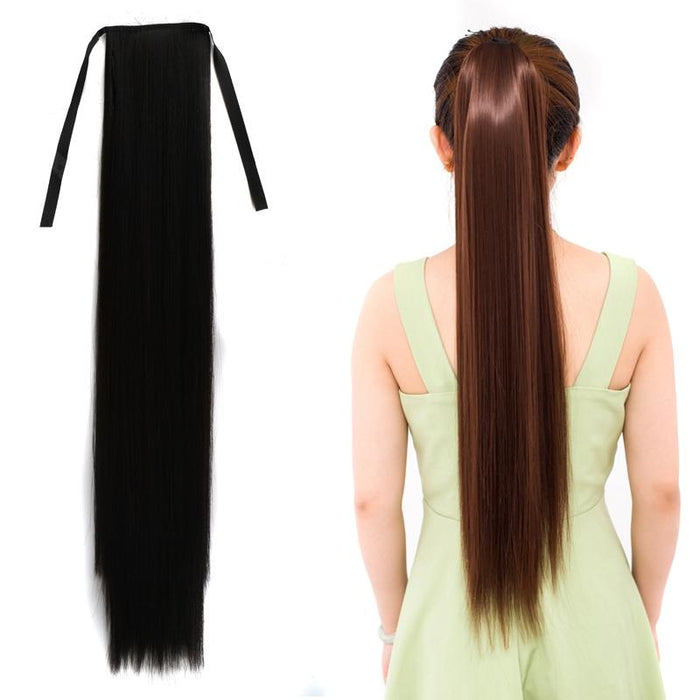 75Cm Long Straight Hair Bandage Style Ponytail For Women