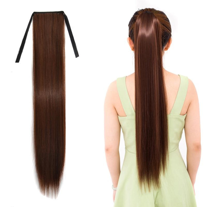 75Cm Long Straight Hair Bandage Style Ponytail For Women