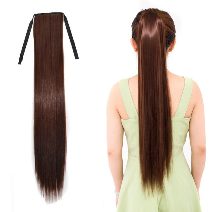 75Cm Long Straight Hair Bandage Style Ponytail For Women