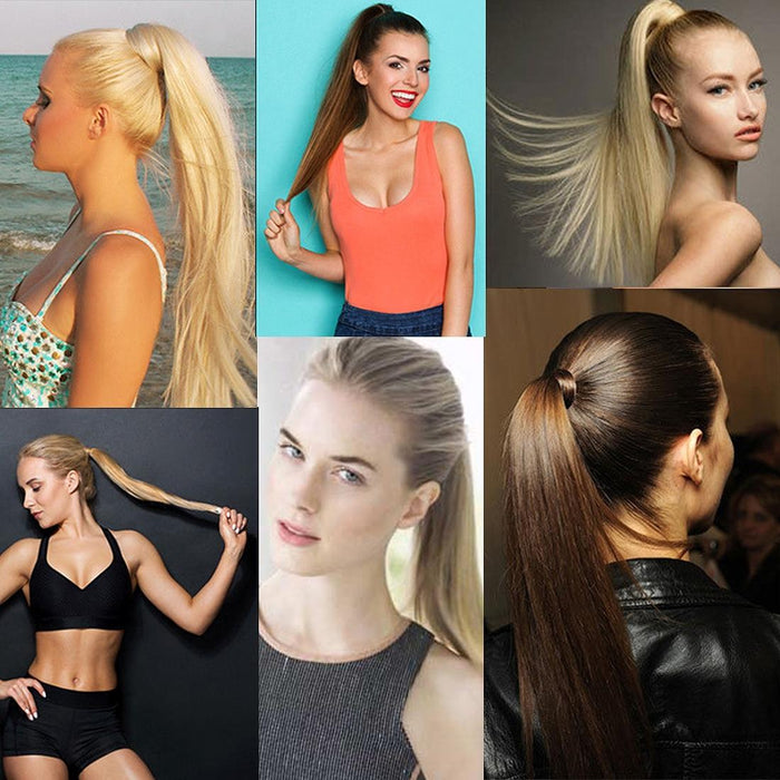 60 Invisible Bandage Wig Long Straight Ponytail