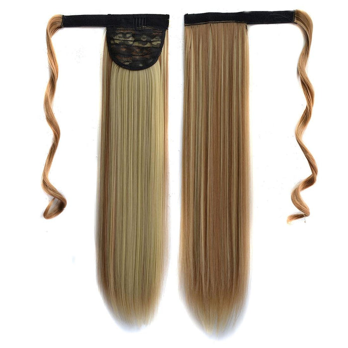 16H613 Bandage Style Long Straight Hair Wig Invisible Ponytail