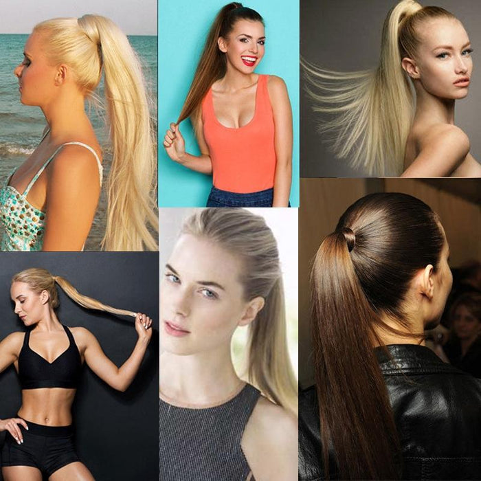 18 Invisible Bandage Wig Long Straight Ponytail