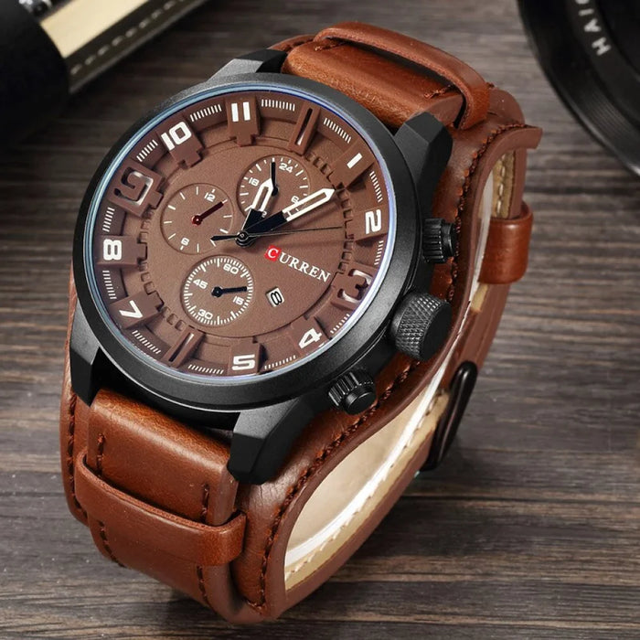 Casual Leather Military Quartz Sports Men's Wristwatches