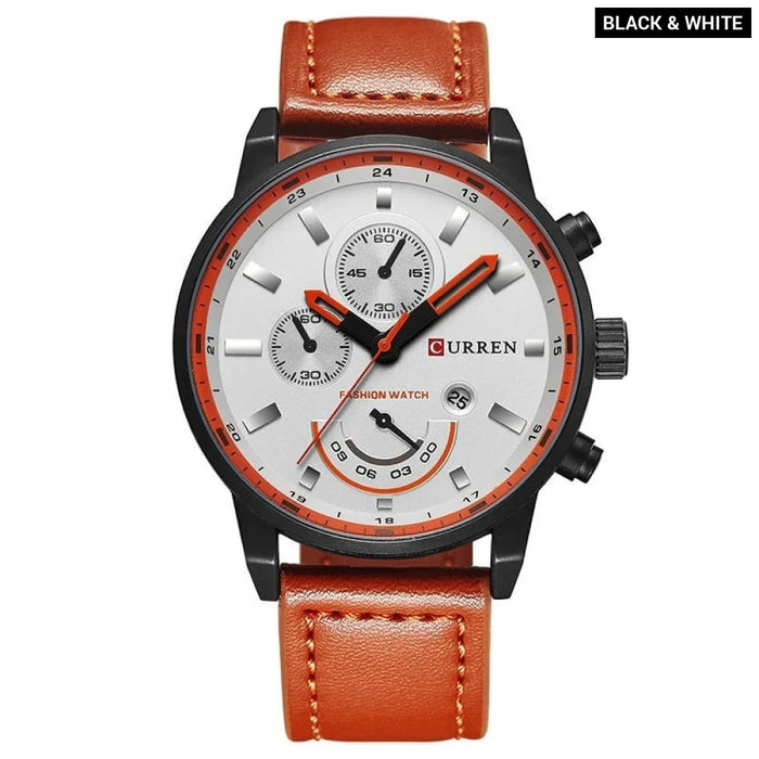 Men's Casual Sport Leather Military Quartz Watch