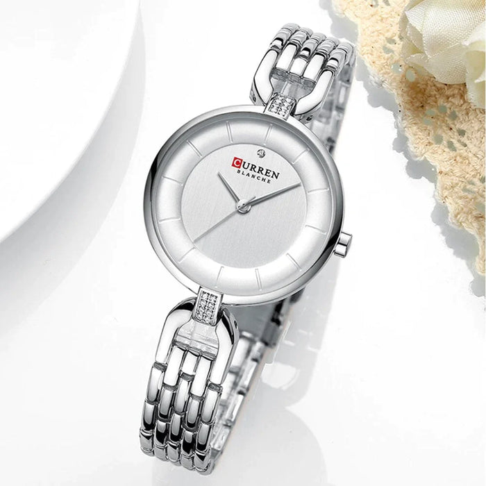 Simple Casual Quartz Wristwatch With Stainless Steel For Women