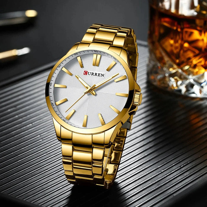 Waterproof Gold Stainless Steel Quartz Men Watches