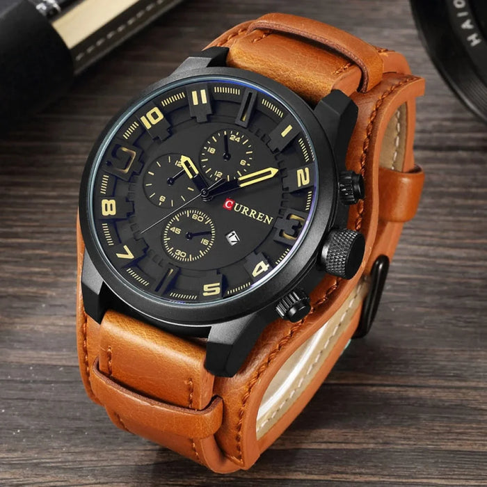 8225 Army Military Quartz Mens Watches Leather Men Watch Casual Sport Male Clock Watch