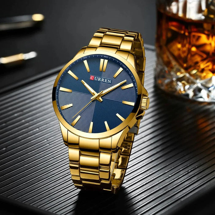 Waterproof Gold Stainless Steel Quartz Men Watches