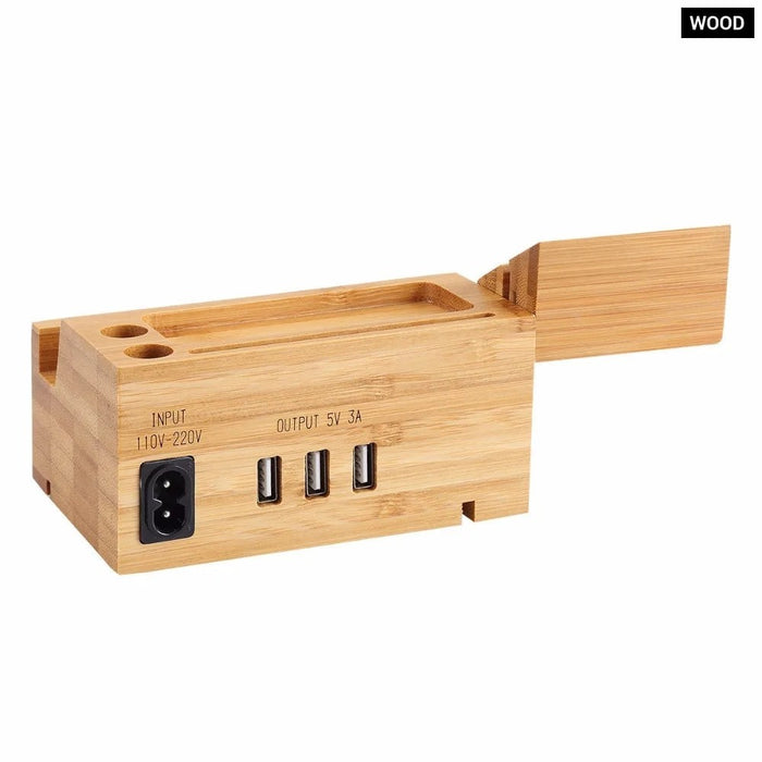 Wood Bamboo Charging Dock Charger Station Bracket Cradle Stand Holder For Apple Watch For Iphone Xs