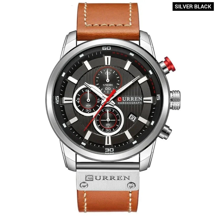 Fashion Leather Strap Quartz Men Watches Casual Date