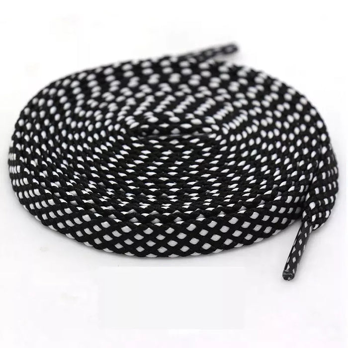 1Pair Polyester Sneaker Colours Checkered Double Layer Hollow Flat Shoe Laces 100/120/140Cm Length