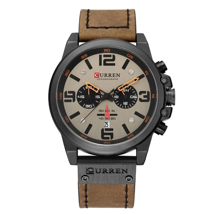 Leather Military Quartz Wristwatches For Men