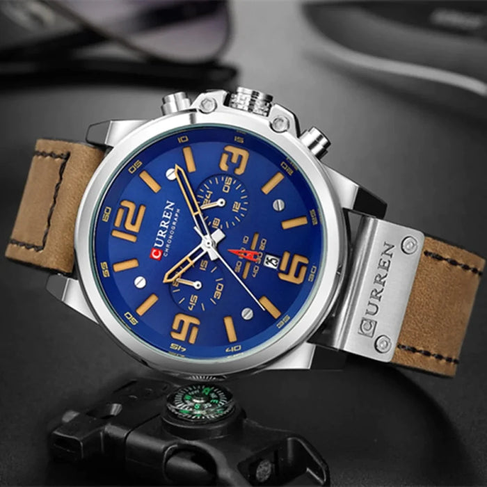 Newest Men Watches Quartz Mens Wristwatches Leather Military Date Male Clock