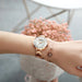 Elegant Steel Rhinestone Set Dial Rose Gold Quartz Watch