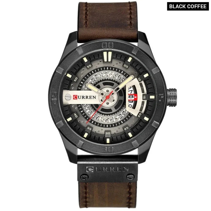 Men Military Sports Watches Men'S Quartz Date Clock Man Casual Leather Wristwatches