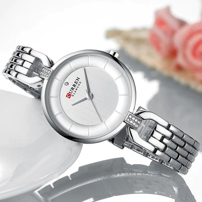 Simple Casual Quartz Wristwatch With Stainless Steel For Women