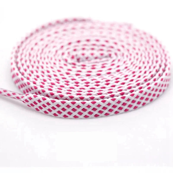 1Pair Polyester Sneaker Colours Checkered Double Layer Hollow Flat Shoe Laces 100/120/140Cm Length