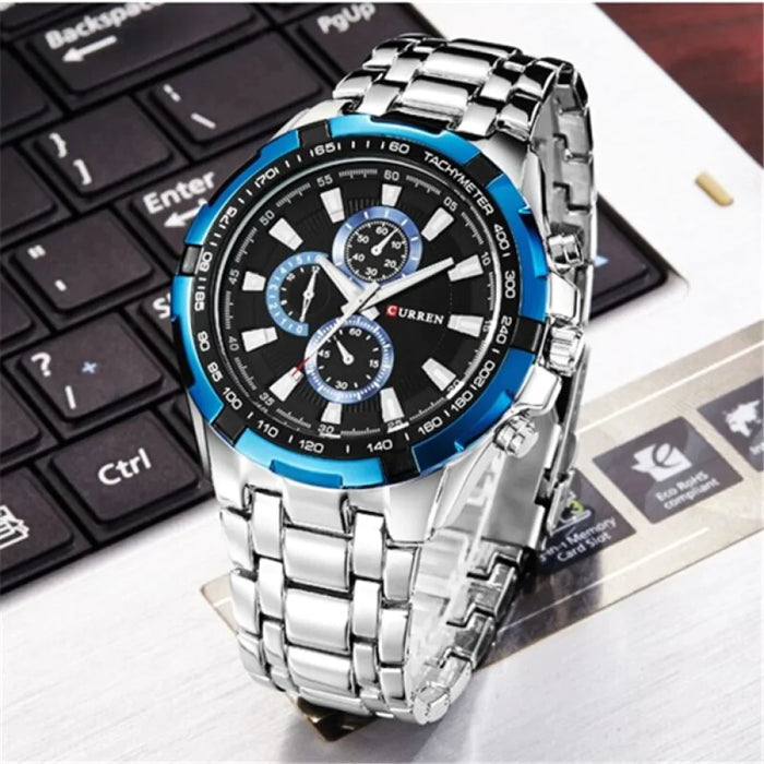 Stainless Steel Analog Sport Quartz Men's Wristwatch