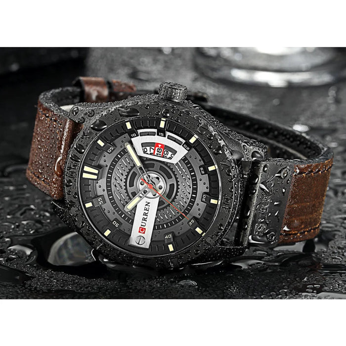 Men Military Sports Watches Men'S Quartz Date Clock Man Casual Leather Wristwatches