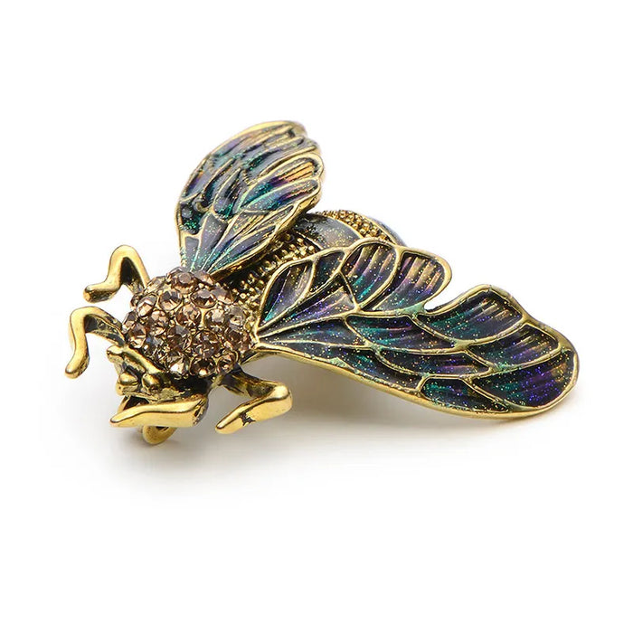 Rhinestone Cicada Brooch Crystal Enamel Pin Gold Colour