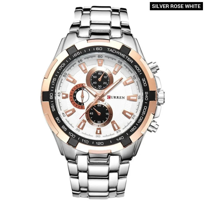 Fashion Analog Military Sports Men Watches Full Steel Band Black Quartz Male Clock