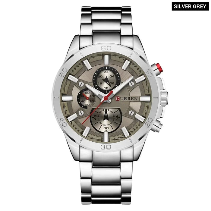 Stainless Steel Watches Casual Mens Watch Analog Sport Wristwatch Quartz Clock Male