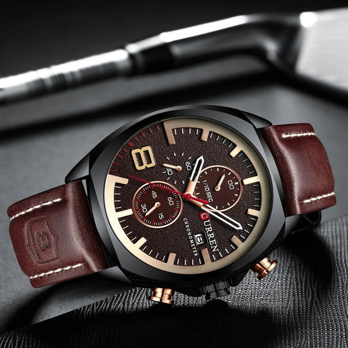 Men's Army Military Sport Watch Men Casual Leather Quartz Watch