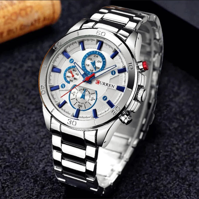 Stainless Steel Watches Casual Mens Watch Analog Sport Wristwatch Quartz Clock Male