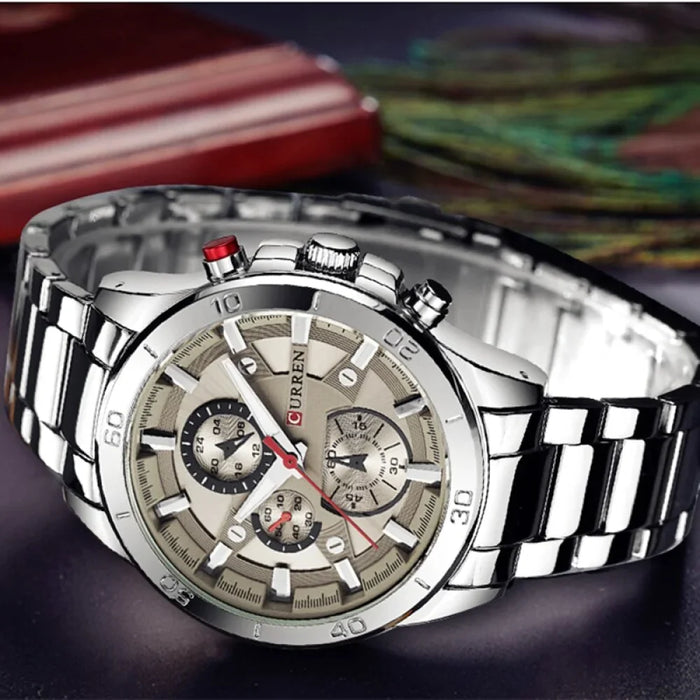 Stainless Steel Watches Casual Mens Watch Analog Sport Wristwatch Quartz Clock Male