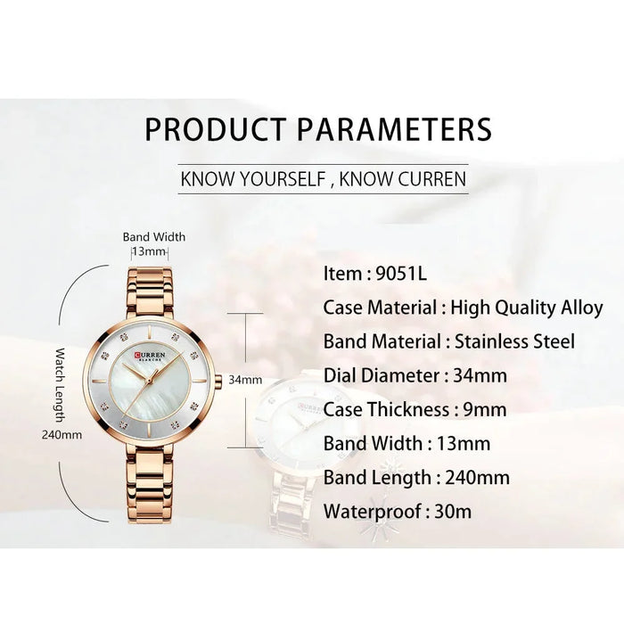 Stainless Steel Crystal Rhinestone Quartz Women Watches