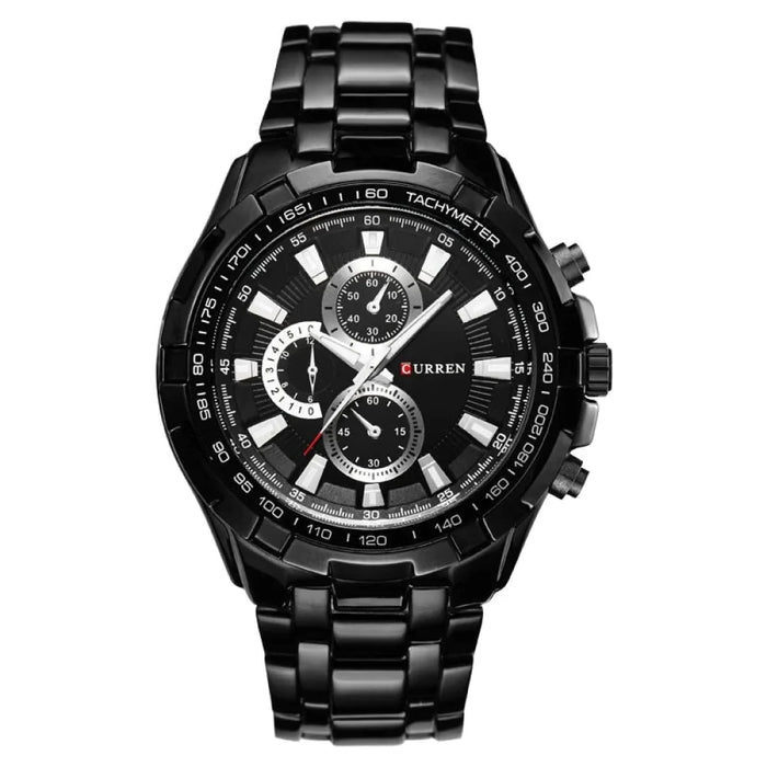 Fashion Analog Military Sports Men Watches Full Steel Band Black Quartz Male Clock