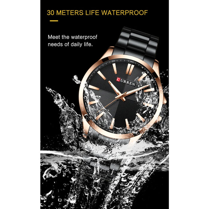 Waterproof Gold Stainless Steel Quartz Men Watches