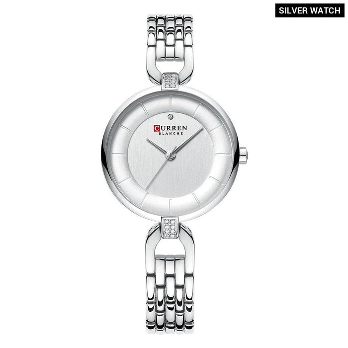 Simple Casual Quartz Wristwatch With Stainless Steel For Women