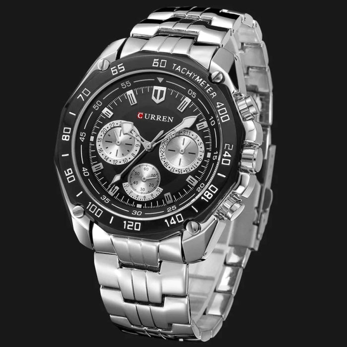 8077 Full Stainless Steel  Army Military Quartz Mens Watch