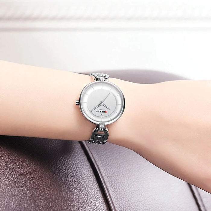 Simple Casual Quartz Wristwatch With Stainless Steel For Women